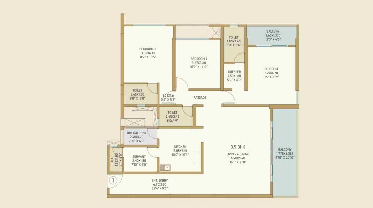 Bramha The Collection 4 BHK Floor Plan